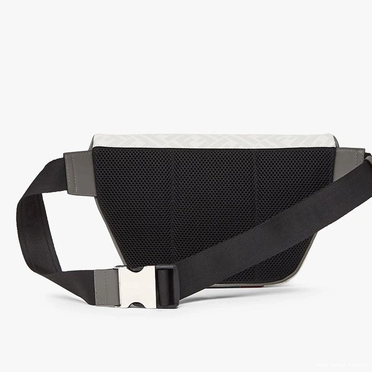 Affordable HOT Red In White Belt Bag Fabric Fendi FF Motif 0715